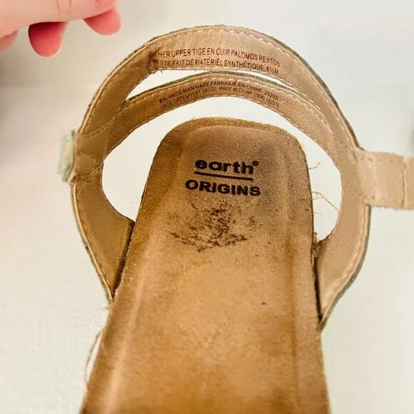 Earth Origins Sandals Womens Size 8.5 Leather Palomos Peyton Sage Green Shoe - Picture 10 of 11